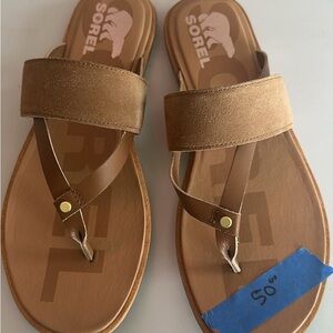 Sorel Brown Minimalist Sandals Slip-On Style